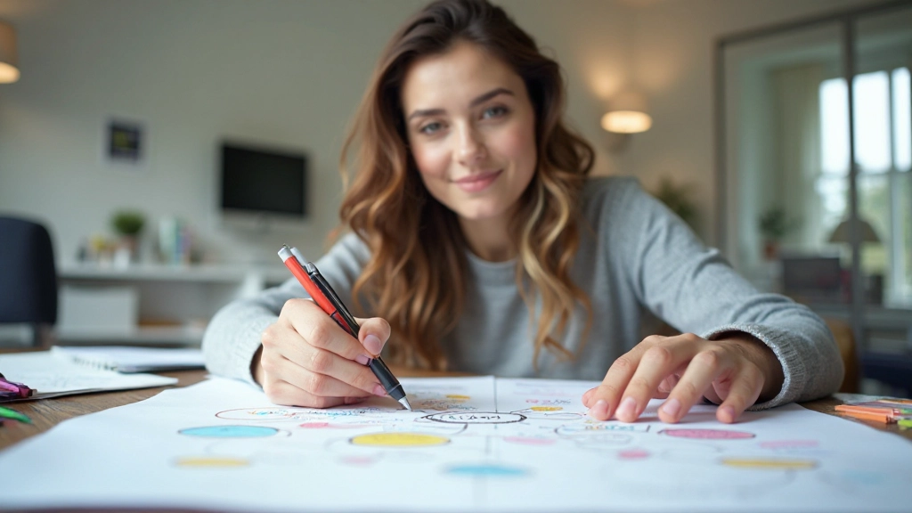 Творческий процесс создания интеллект-карты с цветными маркерами