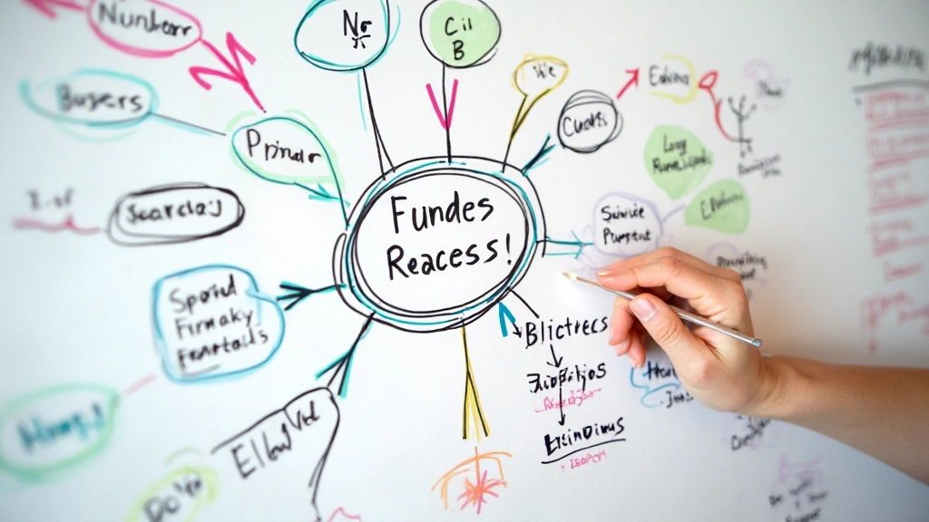 Интеллект-карта на бумаге с цветными ветвями и структурированной информацией для организации мыслей