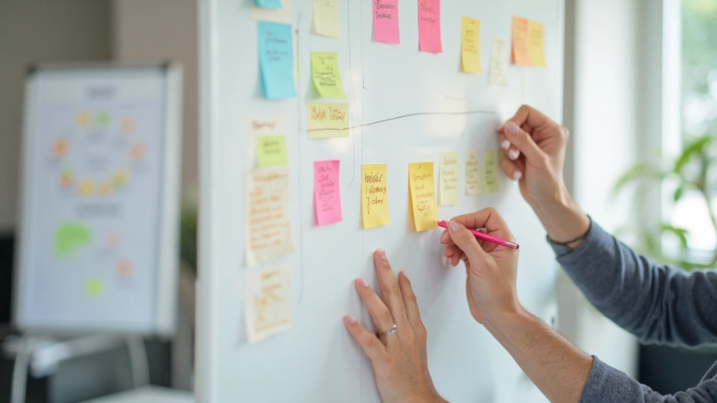 Доска с разбитыми на части целями и задачами для управления проектом